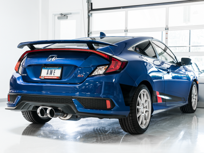 AWE Tuning 2016+ Honda Civic Si Touring Edition Escape con tubo delantero y puntas plateadas cromadas duales