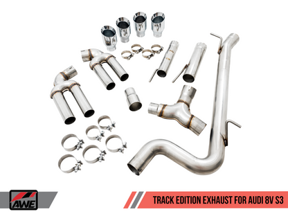 Escape AWE Tuning Audi 8V S3 Track Edition com ponteiras cromadas 102 mm
