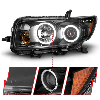 ANZO 2008-2010 Scion Xb Proyector Faros delanteros con Halo Negro