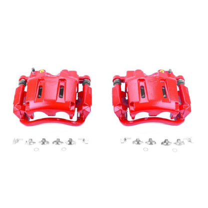 Power Stop 05-12 Ford F-250 Super Duty Pinzas delanteras rojas con soportes - Par