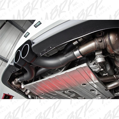 MBRP 14-15 Porsche GT3/GT3RS 3in Center Silenciador Bypass 4in Tips - Revestimiento negro