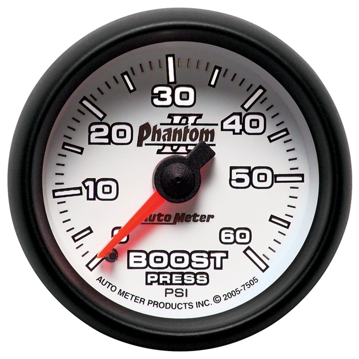 AutoMeter - 2-1/16" BOOST, 0-60 PSI, MECHANICAL, PHANTOM II (7505)