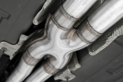 MBRP 15-16 Dodge Challenger RT 5.7L T304 SS 3 pol. Traseiro duplo Cat-back CF Quad Tips - Street