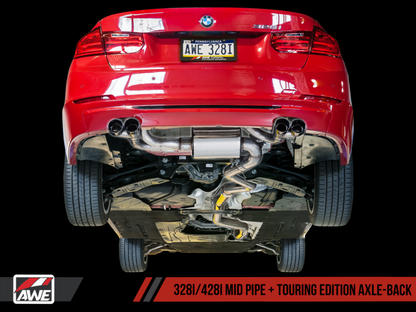 AWE Tuning BMW F3X N20/N26 328i/428i Touring Edition Salida cuádruple de escape - Puntas cromadas plateadas de 80 mm