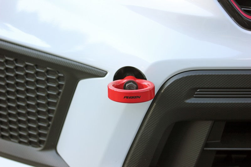 Perrin 18-21 WRX/STI / 13-20 BRZ / 17-20 Toyota 86 Kit de gancho de remolque delantero - rojo