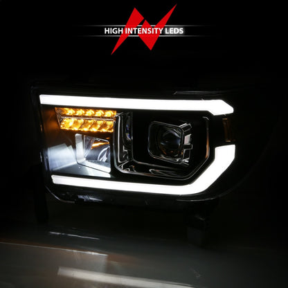 ANZO 2007-2014 Toyota Tundra Projetor Barra de Luz HL Preto Âmbar (Led High Beam) (Versão Halógena)