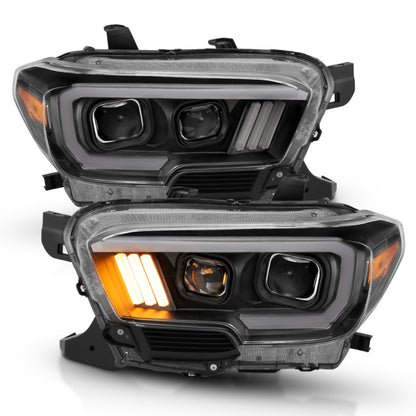 ANZO 2016-2017 Toyota Tacoma Projetor Faróis c/ Plank Style Design Preto/Âmbar c/ DRL