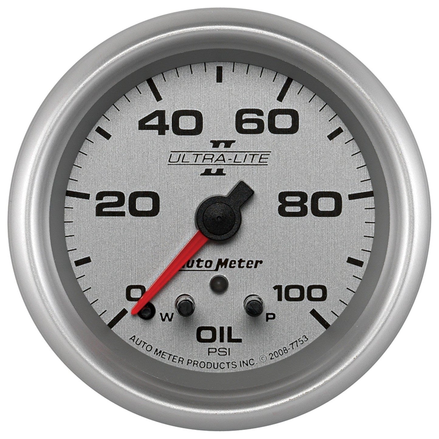 AutoMeter - 2-5/8" OIL PRESSURE, W/ PEAK & WARN, 0-100 PSI, STEPPER MOTOR, ULTRA-LITE II (7753)