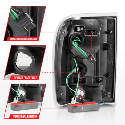 ANZO 1993-1997 Ford Ranger Luces traseras LED con barra de luz Carcasa negra Lente transparente
