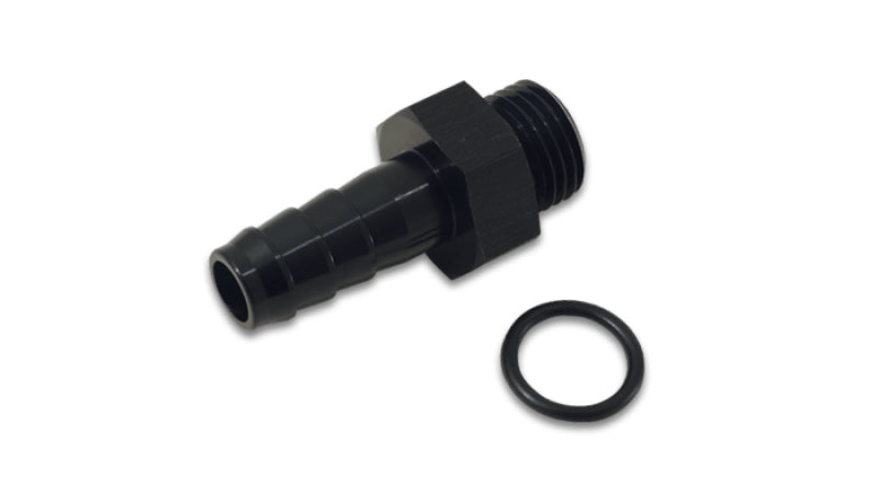 Macho de aluminio vibrante - ORB 6AN a espiga de 5/16 pulg. con junta tórica - Negro anodizado
