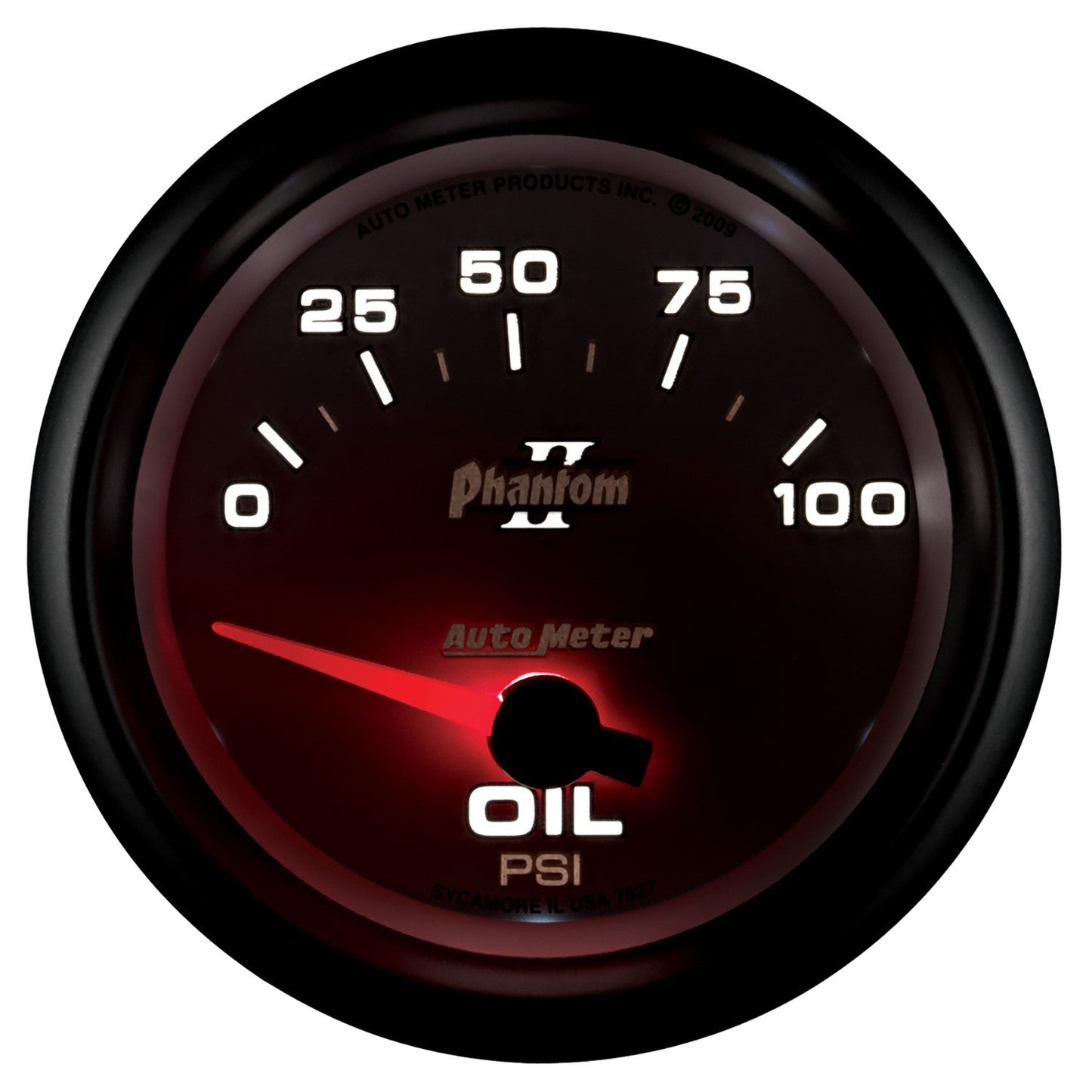 AutoMeter - 2-5/8" OIL PRESSURE, 0-100 PSI, AIR-CORE, PHANTOM II (7827)