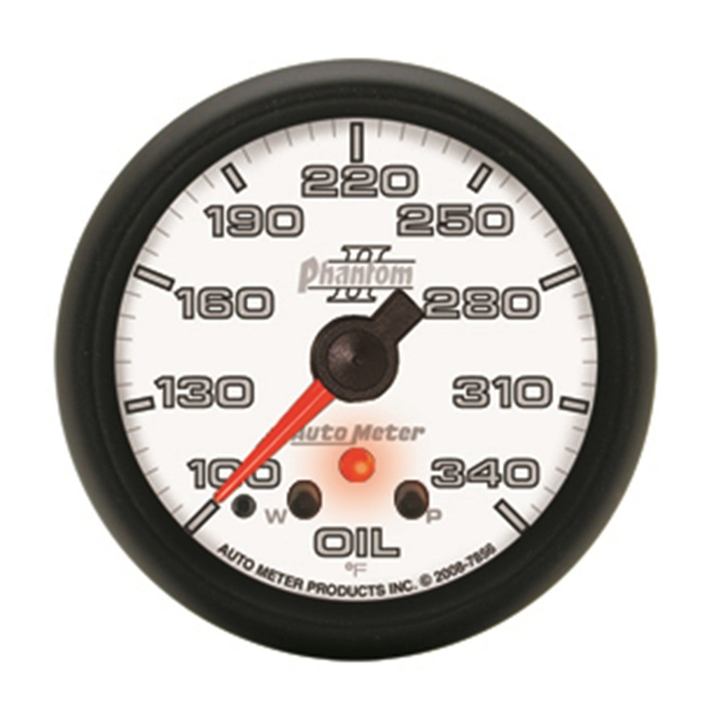 AutoMeter - 2-5/8" OIL TEMPERATURE, W/ PEAK & WARN, 100-340 °F, STEPPER MOTOR, PHANTOM II (7856)