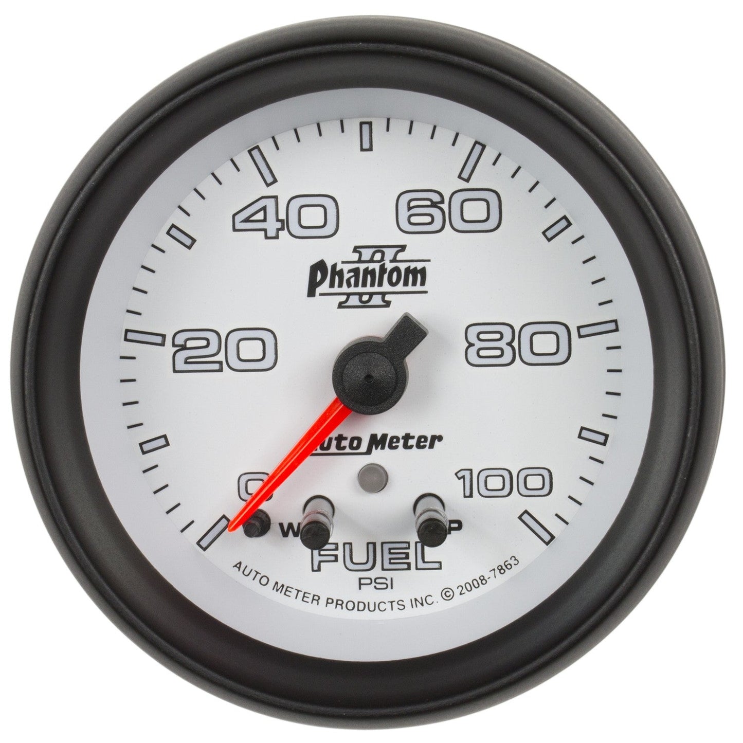AutoMeter - 2-5/8" FUEL PRESSURE, W/ PEAK & WARN, 0-100 PSI, STEPPER MOTOR, PHANTOM II (7863)