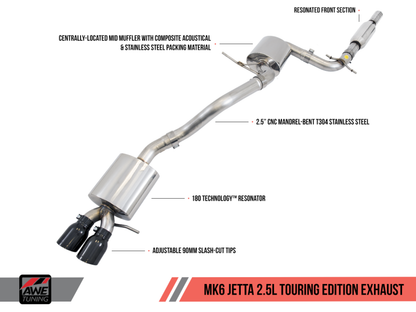 Escape AWE Tuning Mk6 Jetta 2.5L Touring Edition - Pontas de prata polida
