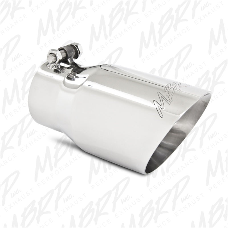MBRP Punta universal 4 in OD Dual Wall Angulado 3 in entrada 8 in longitud T304