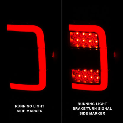 Lanternas traseiras de LED ANZO 01-11 Ford Ranger - caixa preta com lente fumê e barra de luz