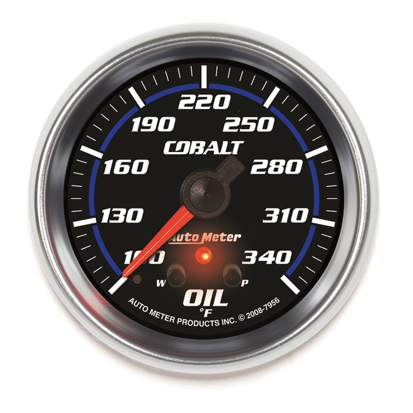 AutoMeter - 2-5/8" OIL TEMPERATURE, W/ PEAK & WARN, 100-340 °F, STEPPER MOTOR, COBALT (7956)