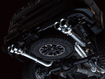 AWE Tuning 22-23 GMC Sierra 1500 AT4X 6.2L 0FG Catback Split Dual (Pára-choque plano) - Pontas cromadas prateadas