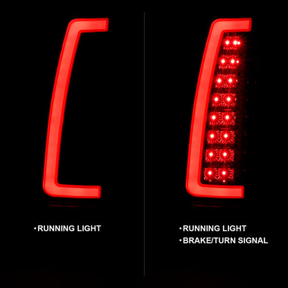 ANZO 1999-2000 Cadillac Escalade LED lanternas traseiras caixa preta par de lentes fumaça
