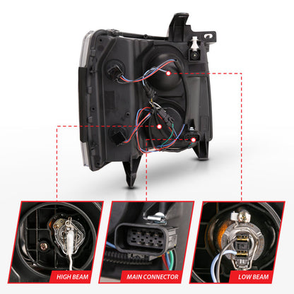 ANZO 07-13 Chevrolet Silverado 3500 Faróis Projetores - Preto Âmbar