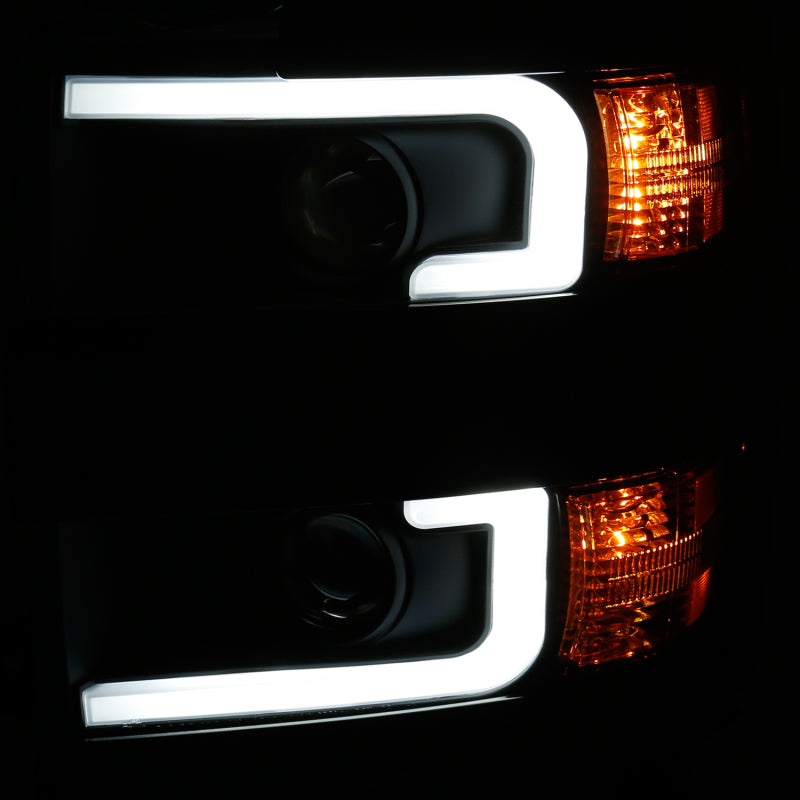 Faróis projetores ANZO 15-17 Chevrolet Silverado 2500HD / 3500HD preto com aro preto