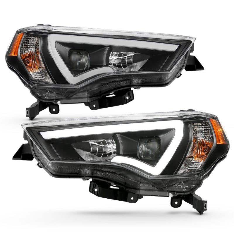 ANZO 14-18 Toyota 4 Runner Plank Style Proyector Faros delanteros Negro con ámbar