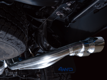 AWE 16-22 Toyota Tacoma 0FG Catback Escape con BashGuard - Puntas plateadas cromadas dobles