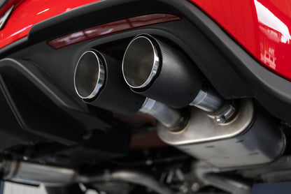 MBRP 18-20 Ford Mustang GT 5.0 com escape ativo Quad Tip Cat Back Split traseiro T304 com pontas carb Fib