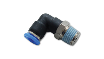 Encaixe de vácuo pneumático de cotovelo macho vibrante (rosca NPT de 1/4 pol.) - para uso com tubulação OD de 3/8 pol. (9,5 mm)