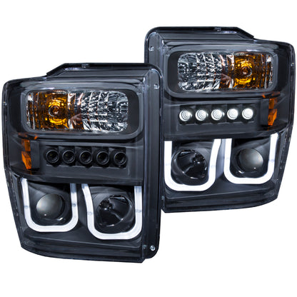 ANZO 2008-2010 Ford F-250 Projetor Faróis com U-Bar Preto