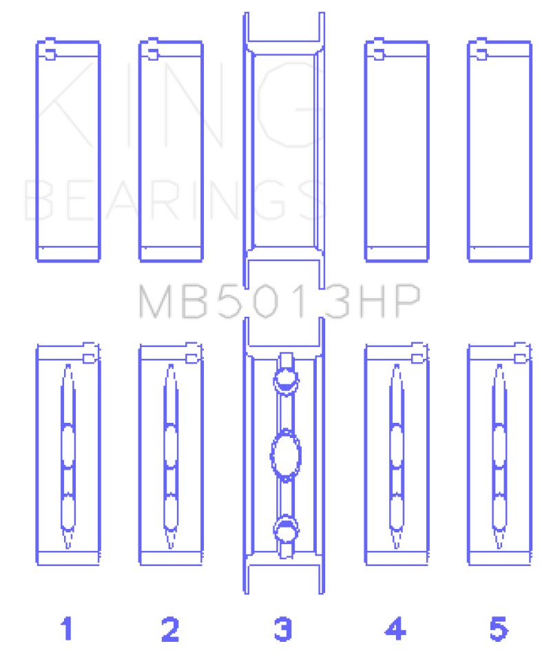 King Engine Bearings Chevy LS1 / LS2 / LS4 / LS6 (Size 010) Performance Main Bearing Set