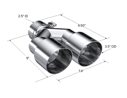 MBRP Universal T304 SS Punta doble 3.5in OD/2.5in Entrada
