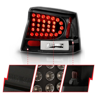 ANZO 2006-2008 Dodge Charger Lanternas traseiras LED pretas