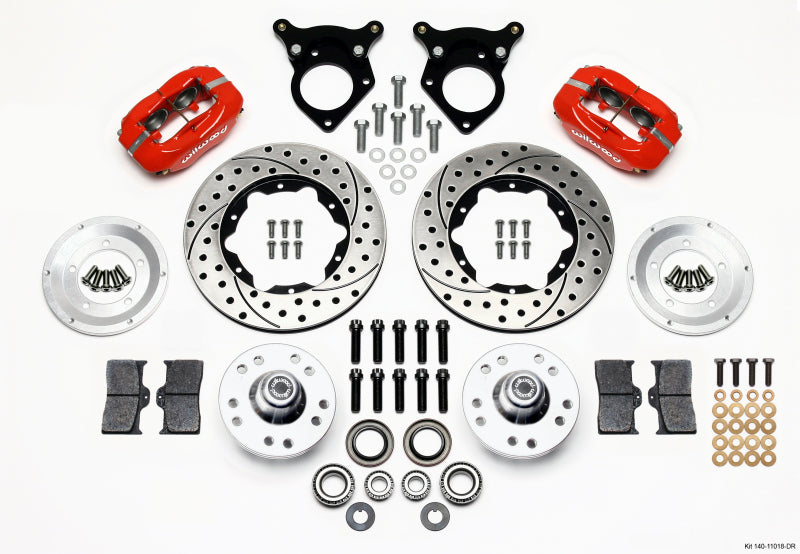 Wilwood Forged Dynalite Front Kit 11.00in Perfurado Vermelho 87-93 Mustang 5 Lug