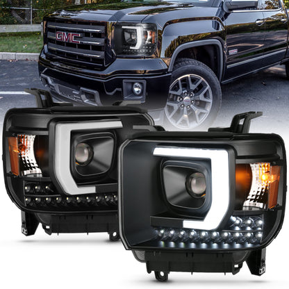 ANZO 2014-2015 Gmc Sierra 1500HD projetor estilo prancha farol preto com drl