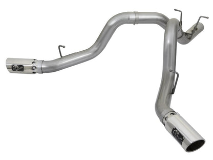 Escapamento aFe Large Bore-HD 4in 409-SS DPF-Back com pontas polidas duplas 2017 GM Duramax V8-6.6L (td) L5P