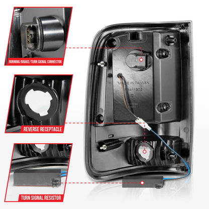 ANZO 2004-2006 Ford F-150 LED lanternas traseiras com barra de luz preta carcaça lente fumaça