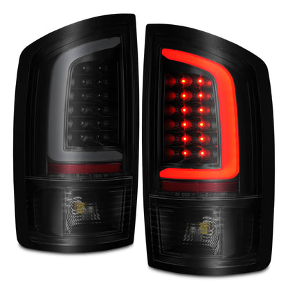 ANZO 2002-2006 Dodge Ram 1500 luces traseras LED con barra de luz carcasa negra lente ahumada