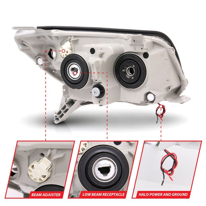 ANZO 2006-2009 Toyota 4Runner Projetor Faróis com Halo Preto