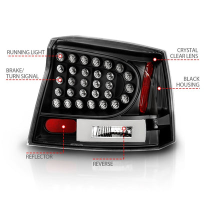 ANZO 2006-2008 Dodge Charger Lanternas traseiras LED pretas