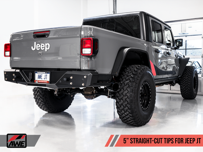 AWE Tuning 20-21 Jeep Gladiator JT 3.6L Tread Edition Cat-Back Escape Duplo - Diamond Black Tip