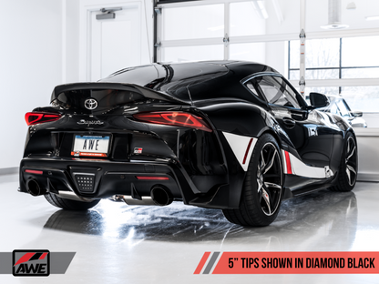 AWE 2020 Toyota Supra A90 Non-Resonated Touring Edition Escape - 5in Diamond Black Tips