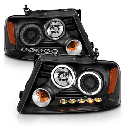 ANZO 2004-2008 Ford F-150 Projetor Faróis c/ Halo e LED Preto G2