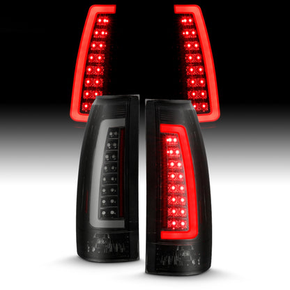ANZO 1999-2000 Cadillac Escalade LED lanternas traseiras caixa preta par de lentes fumaça