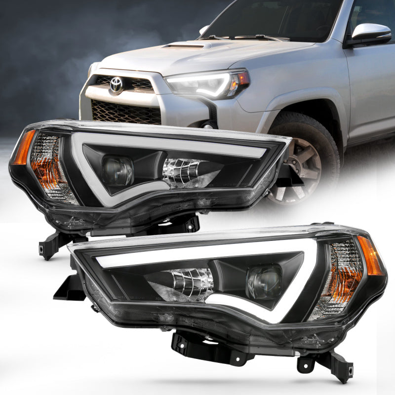 ANZO 14-18 Toyota 4 Runner Plank Style Proyector Faros delanteros Negro con ámbar