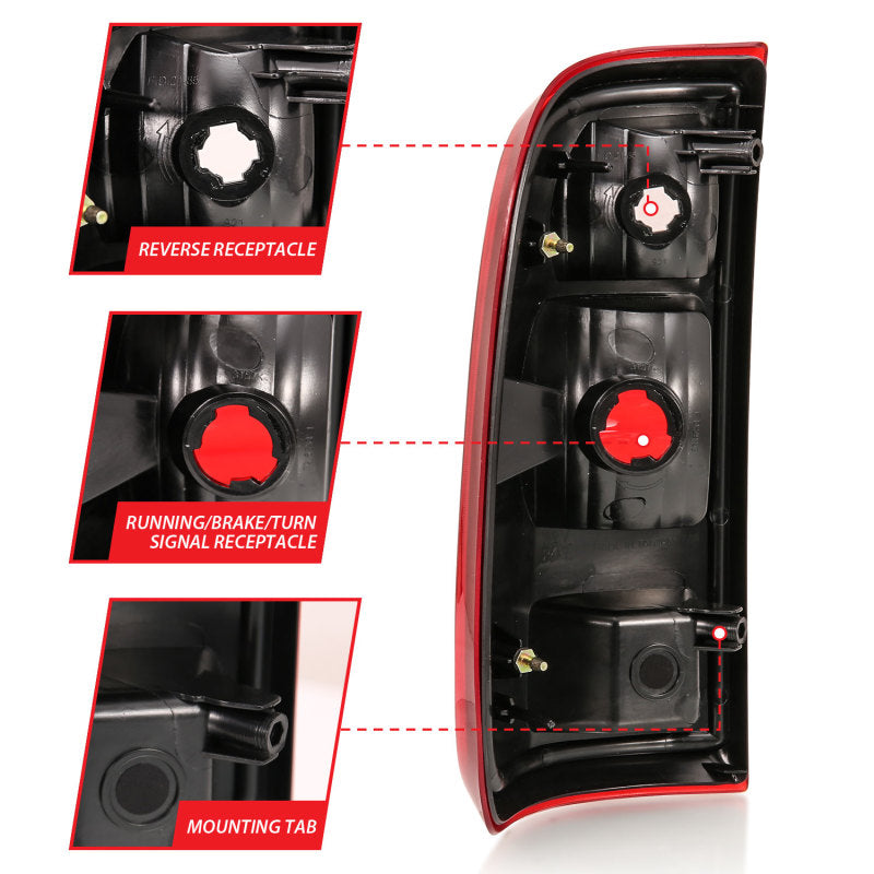 ANZO 2008-2016 Ford F-250 Lanterna traseira vermelha/lente transparente (substituição OE)