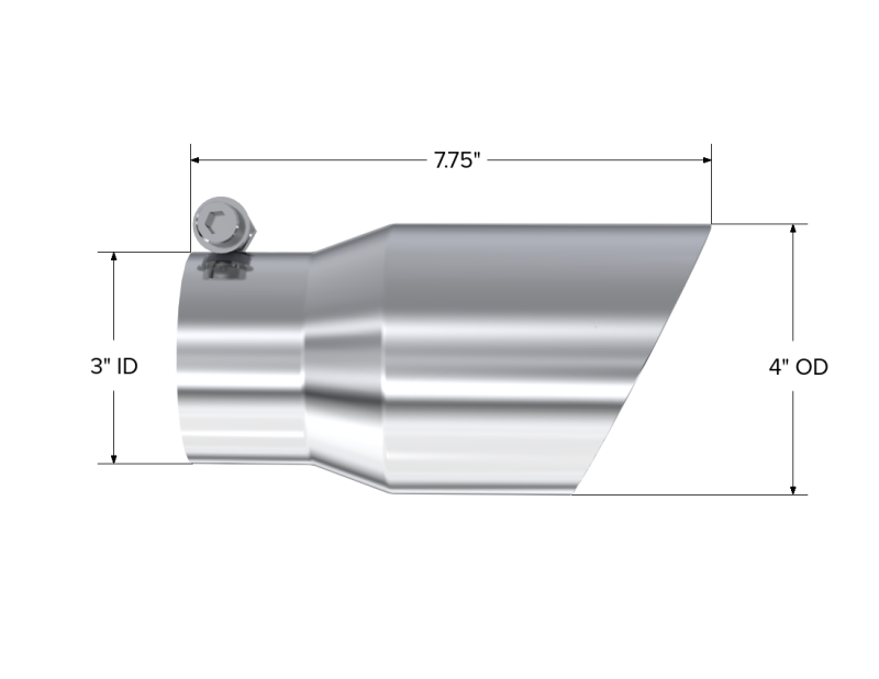 MBRP Punta universal 4 in OD Dual Wall Angulado 3 in entrada 8 in longitud T304
