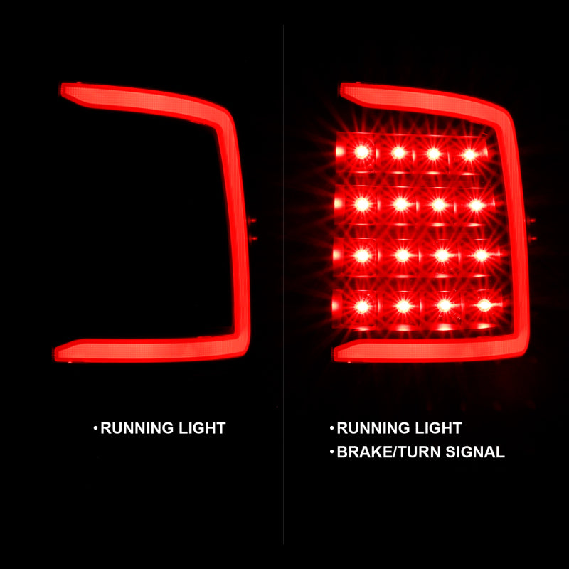 ANZO 2009-2018 Dodge Ram 1500 LED lanterna traseira estilo prancha preta com lentes transparentes