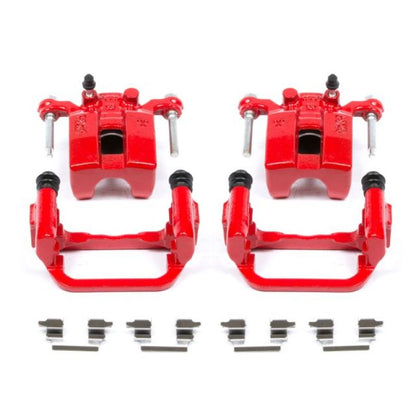 Power Stop 03-05 Infiniti G35 Pinzas traseras rojas con soportes - Par