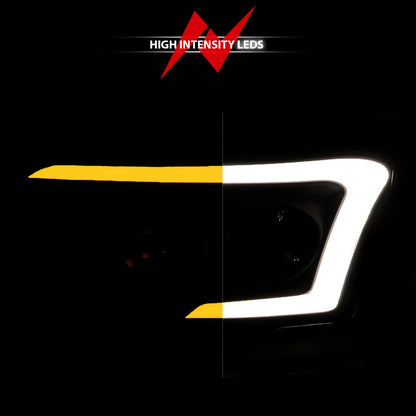 ANZO 06-09 Dodge RAM 1500/2500/3500 Headlights Black Housing/Clear Lens (w/Switchback Light Bars)